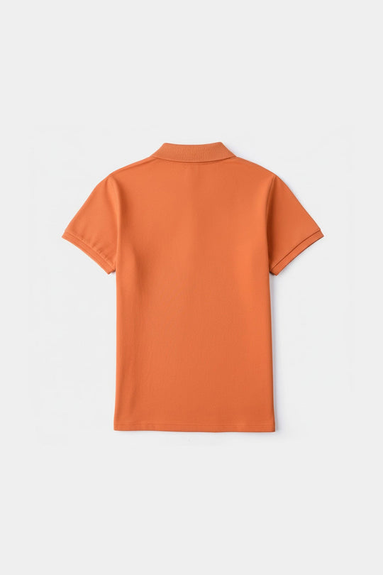 Boys Cotton PK Polo Basketball - Rust