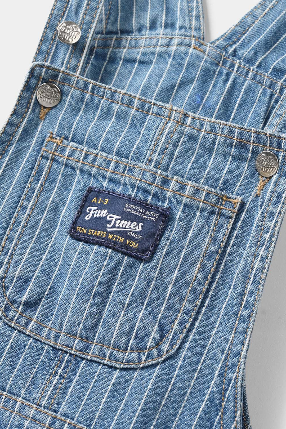 Boys Denim Rigid Over All Fun Time - Dark Blue