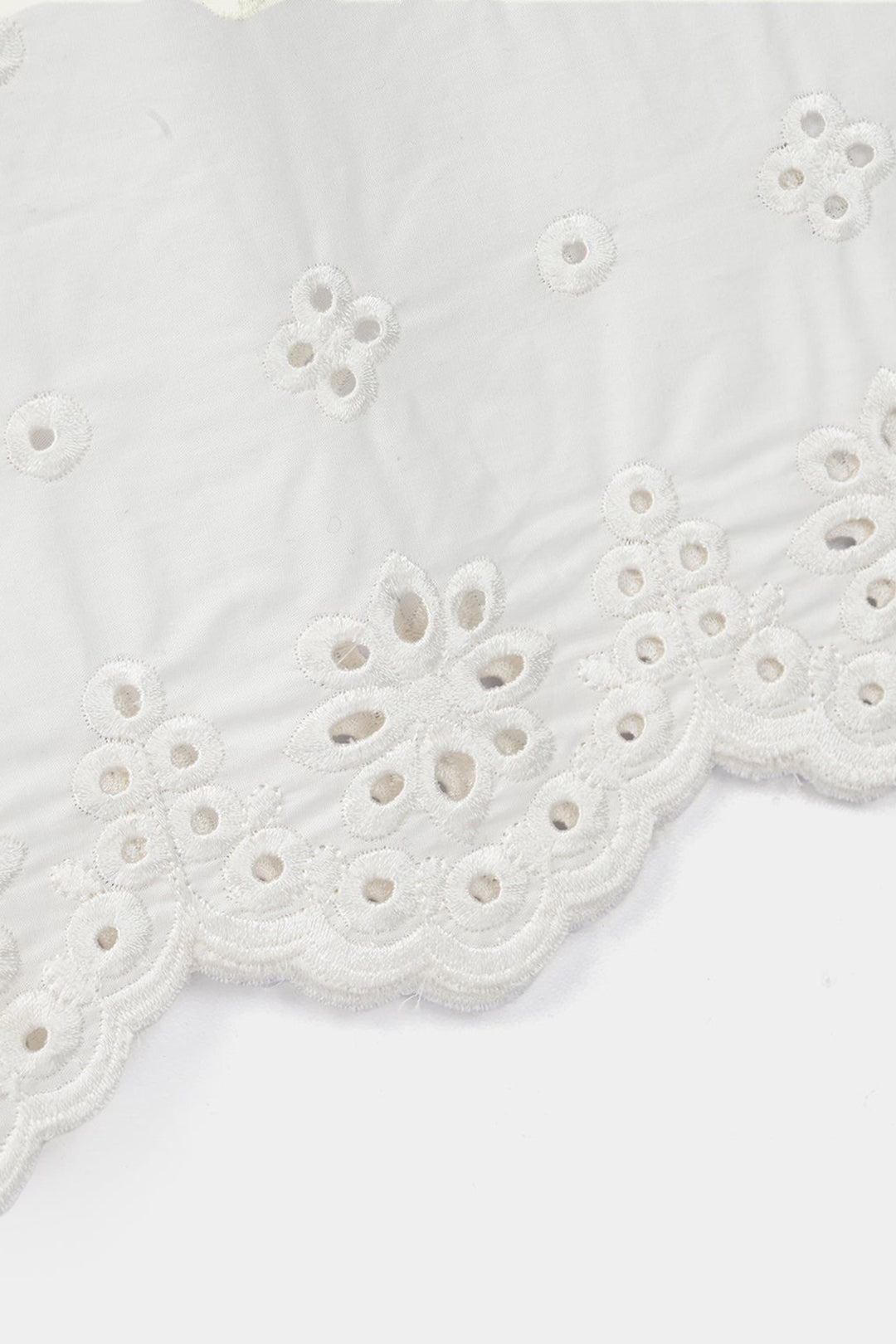 Girls Cotton Embroidered Pants Floral - White