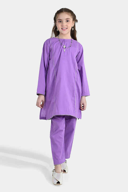 Girls Cotton Slub 2Pcs - Lavender/Purple
