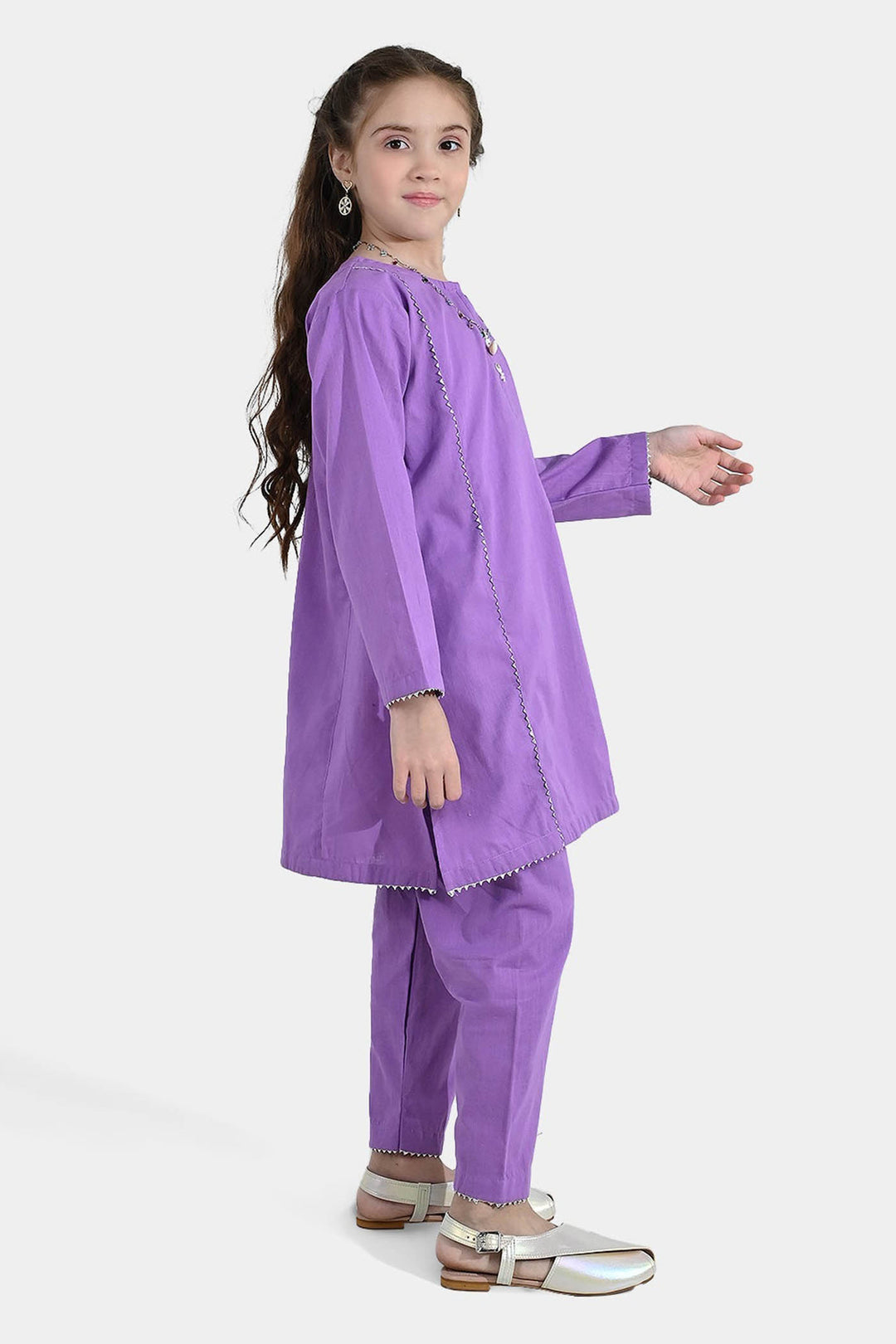 Girls Cotton Slub 2Pcs - Lavender/Purple