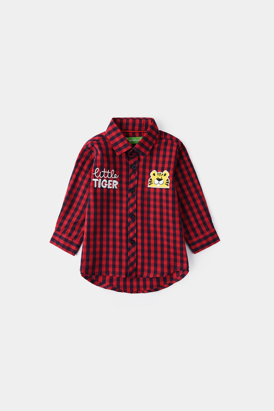Infant Boys Yarn Dyed Shirt (Little Tiger) - Red