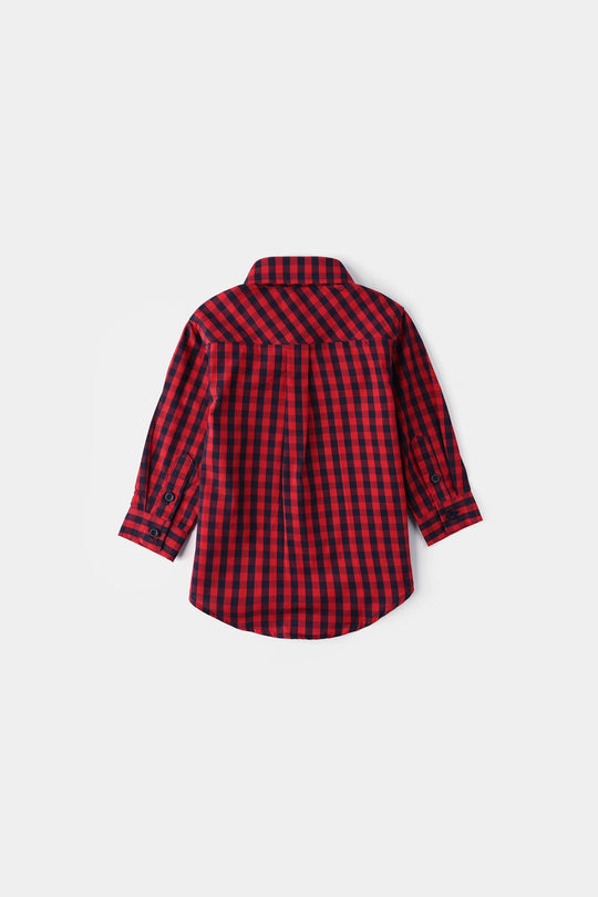 Infant Boys Yarn Dyed Shirt (Little Tiger) - Red