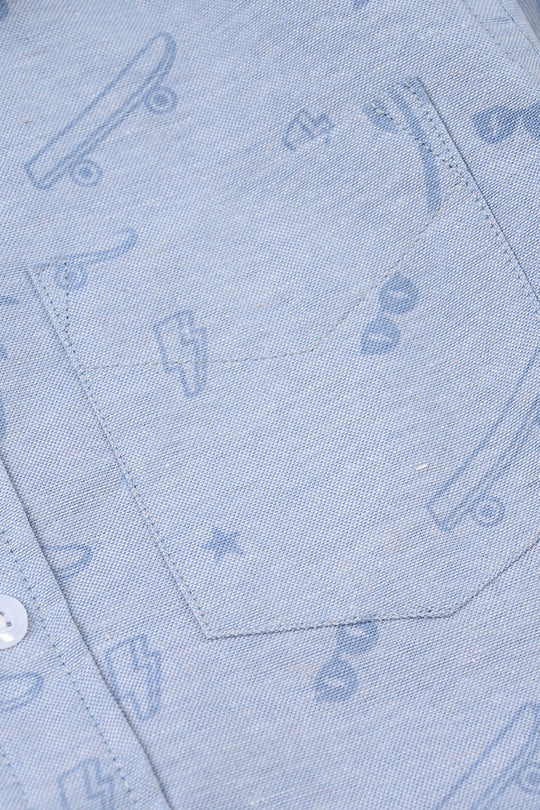 Boys Oxford Shirt (Tropical) - Blue