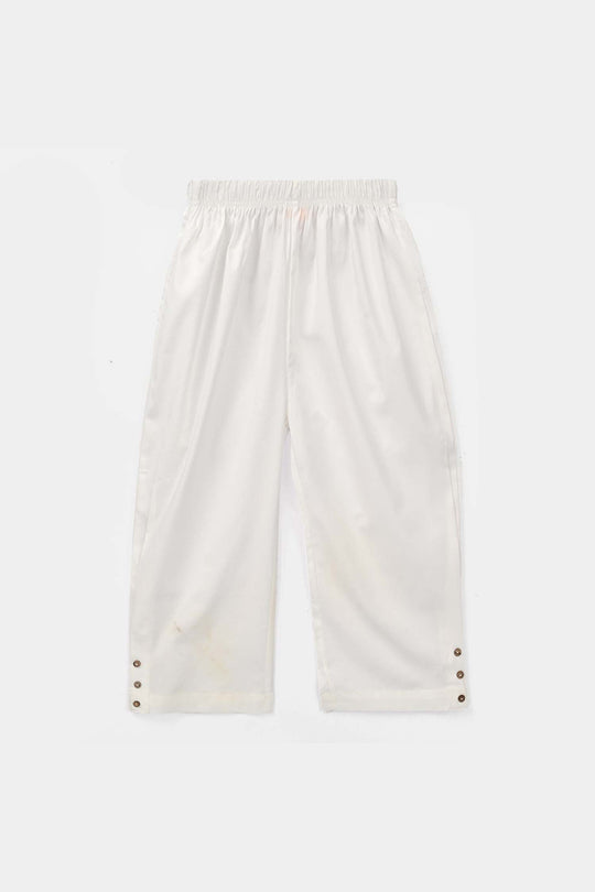 Girls Cotton Pant Shalwar Style - White
