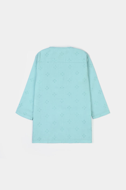 Infant Boys Poly Viscos Basic Kurta (Burn Out) - Aqua