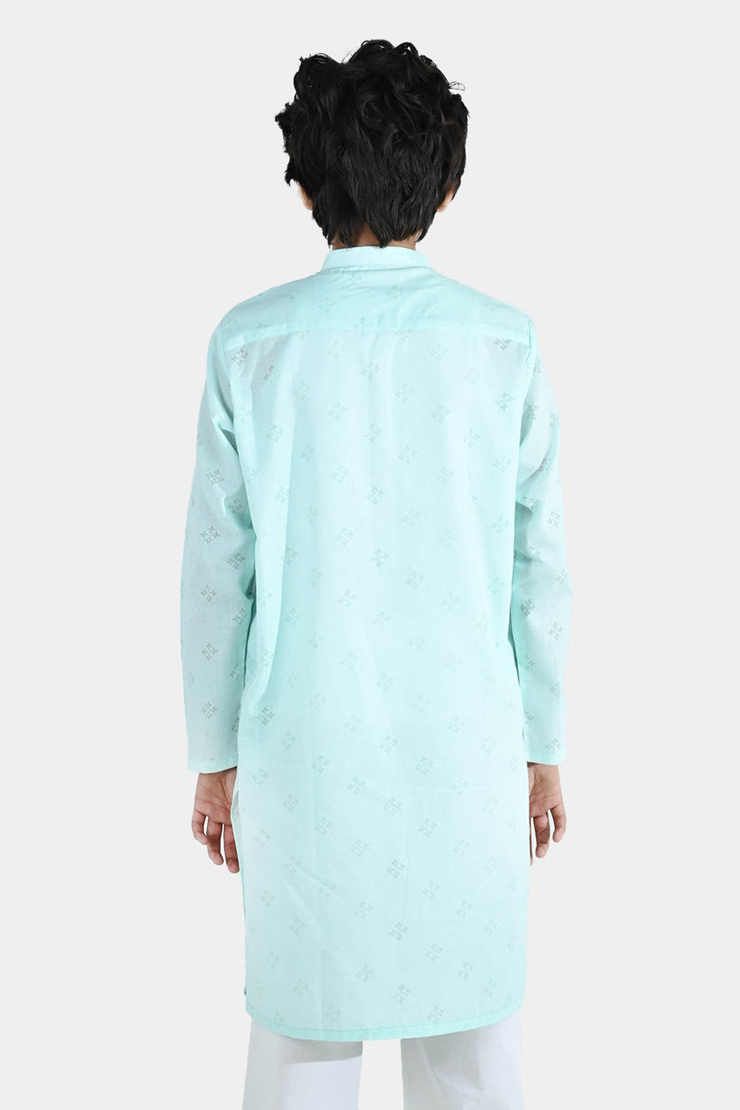 Boys Poly Viscose Basic Kurta - Aqua
