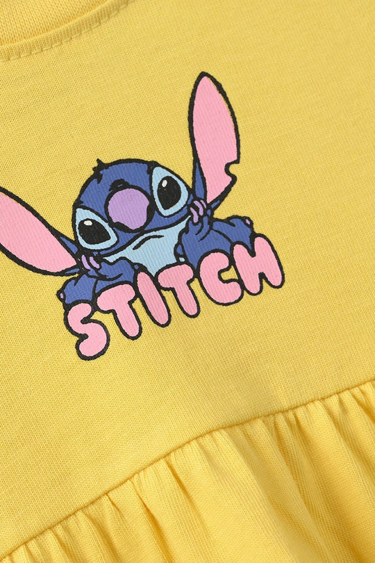 Infant Girls Jersey/Terry Knitted Frock Stitch-Lemon.Drop