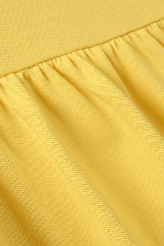 Infant Girls Jersey/Terry Knitted Frock Stitch-Lemon.Drop