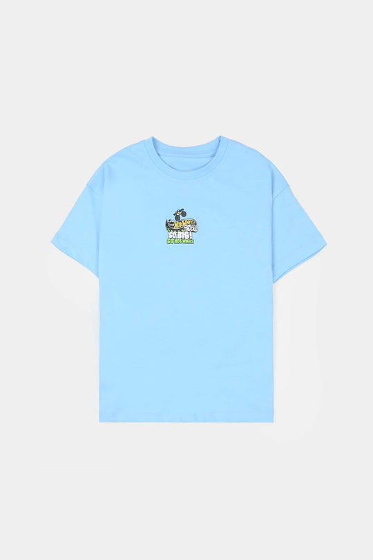 Boys Jersey/Terry T-Shirt (Hot Wheels) - Light Blue