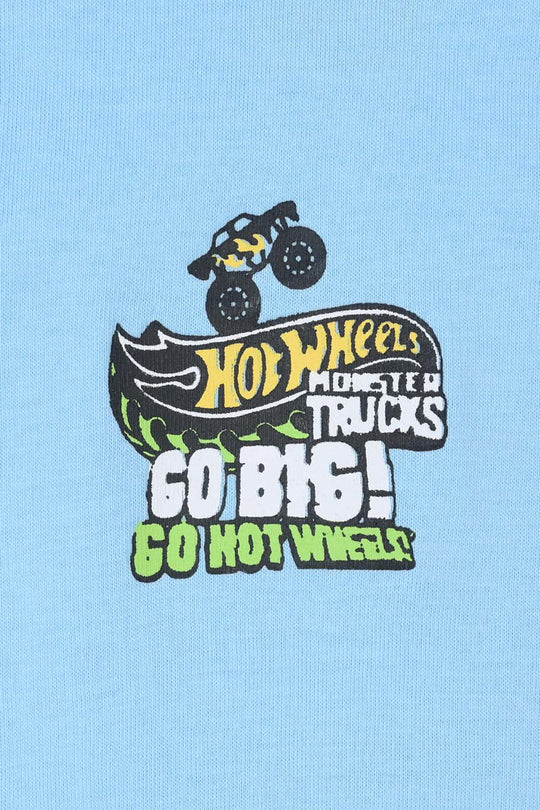 Boys Jersey/Terry T-Shirt (Hot Wheels) - Light Blue