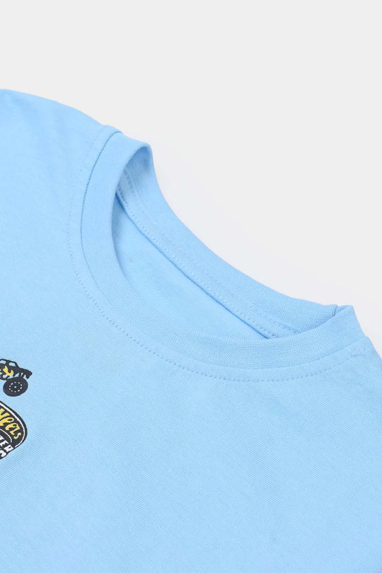 Boys Jersey/Terry T-Shirt (Hot Wheels) - Light Blue