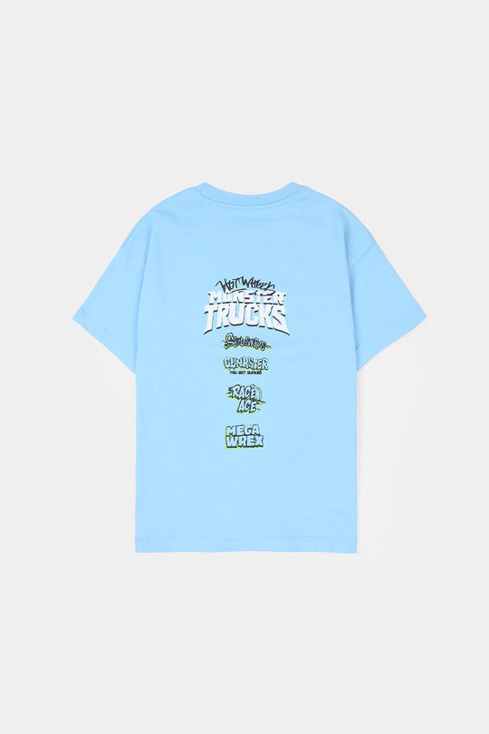 Boys Jersey/Terry T-Shirt (Hot Wheels) - Light Blue