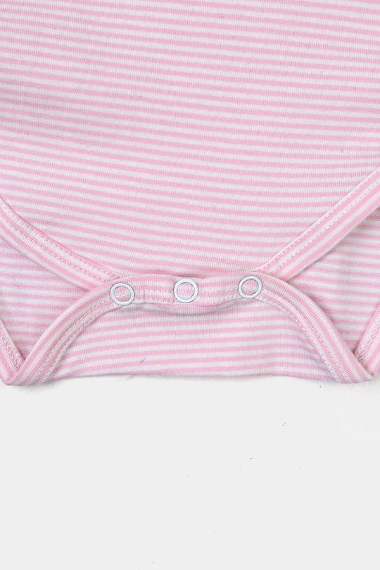 Infant Unisex Basic Romper - Pink Yarn Dyed