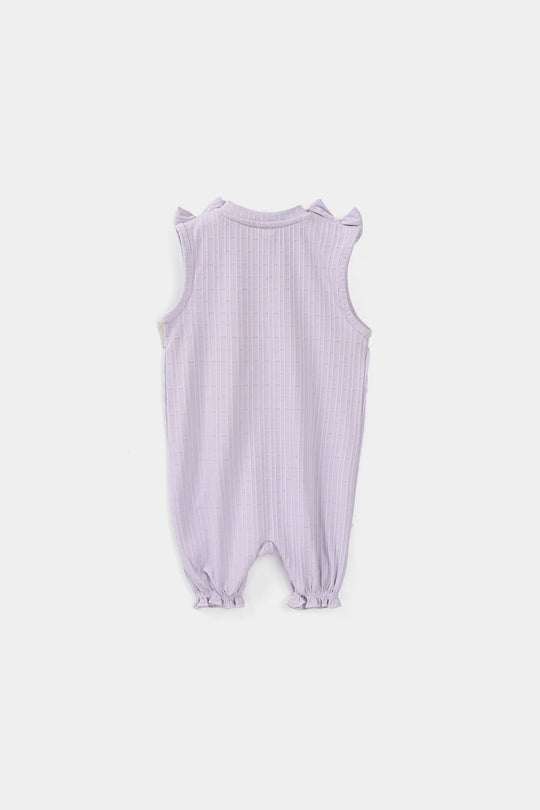 Infant Girls Jacquard Knitted Romper (Kitty) - Purple/Lilac