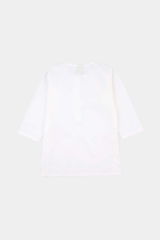 Infant Boys Cotton Poplin Kurta Pajama (Kali) - White