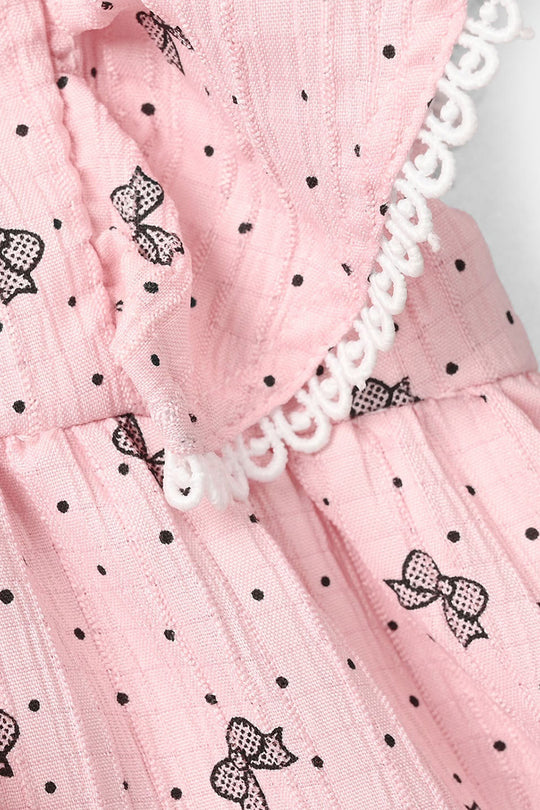 Girls Poly Crinkle Causal Top - Pink