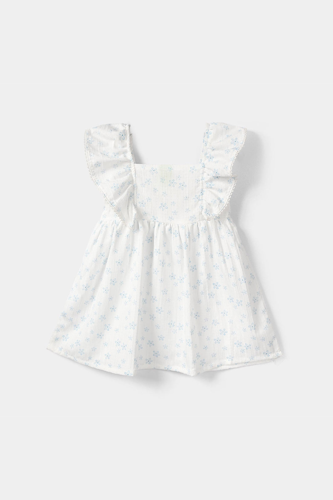Infant Girls Poly Crinkle Casual Frock – White
