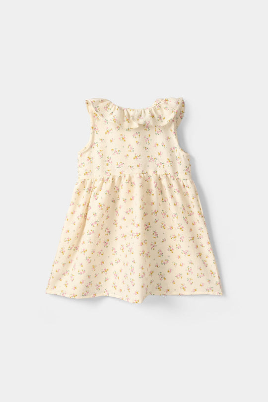 Infant Girls Poly Crinkle casual Frock - Off White