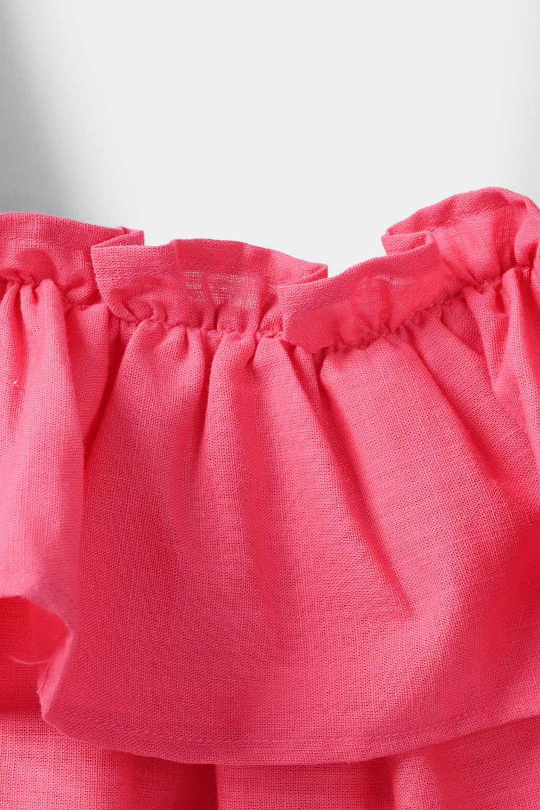 Infant Girls Cotton Slub Embroidered Kurti (Noor-E-Titli) - Rose Pink