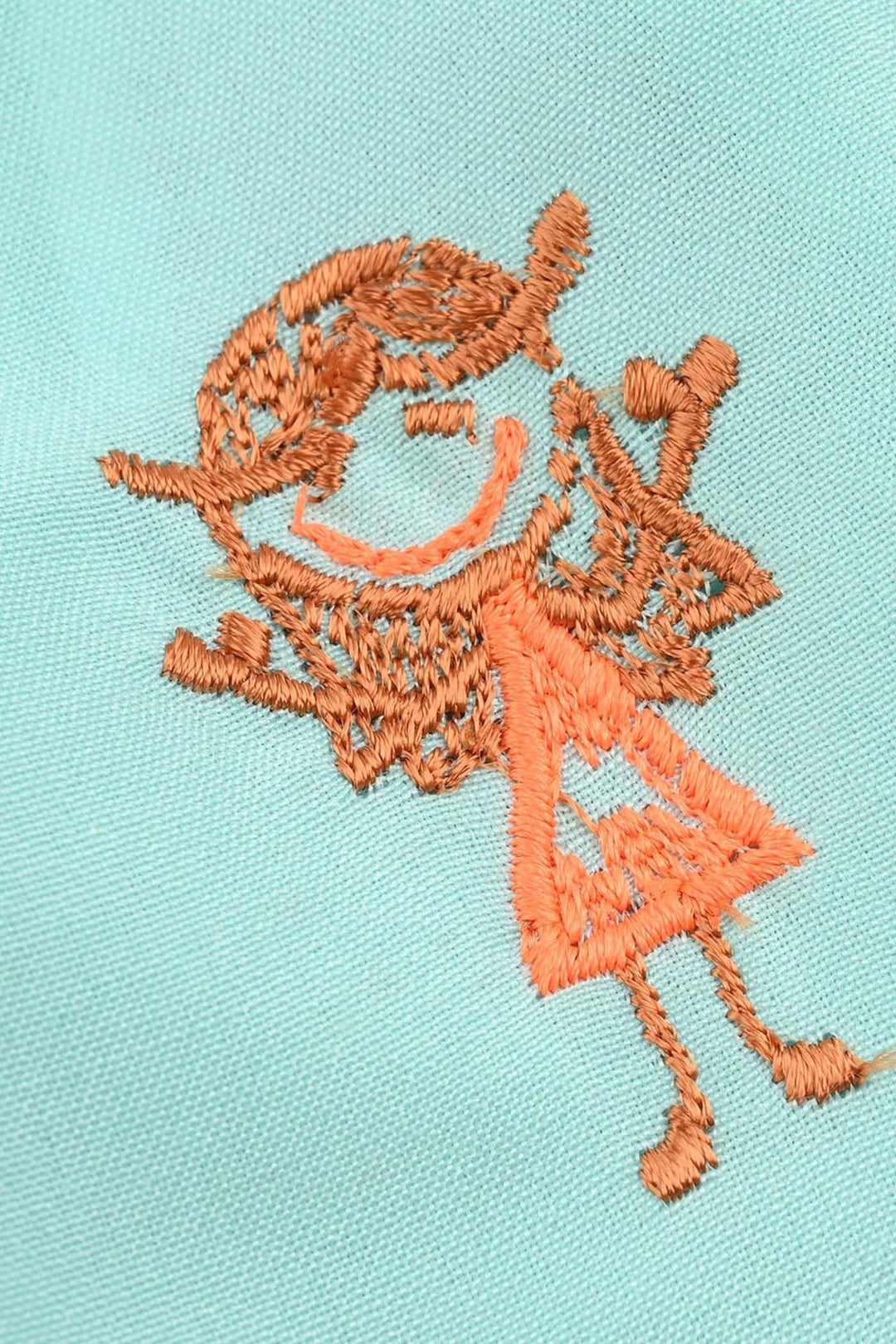 Infant Girls Poly Cambric Embroidered 2Pcs Suit (Pappu Doll) - Mint Green