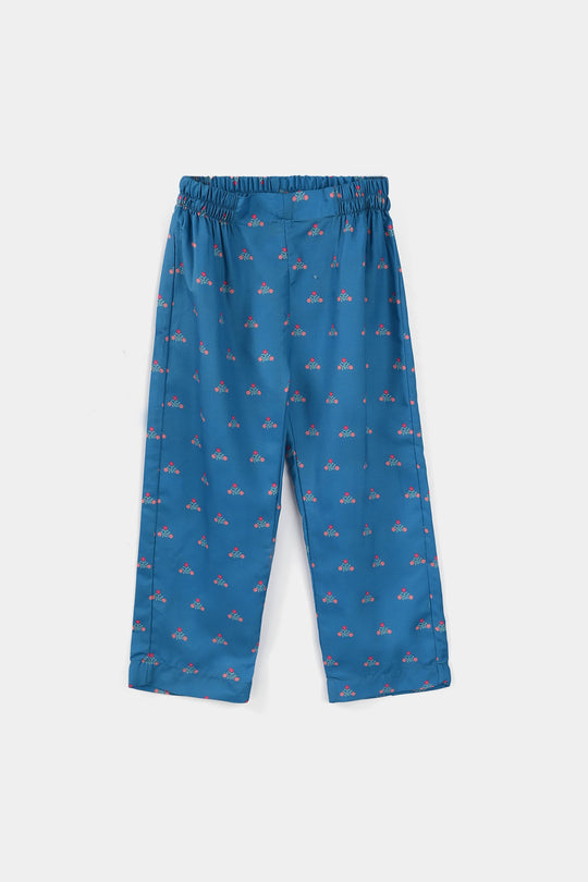Girls Printed Pants (Mandala) - Blue