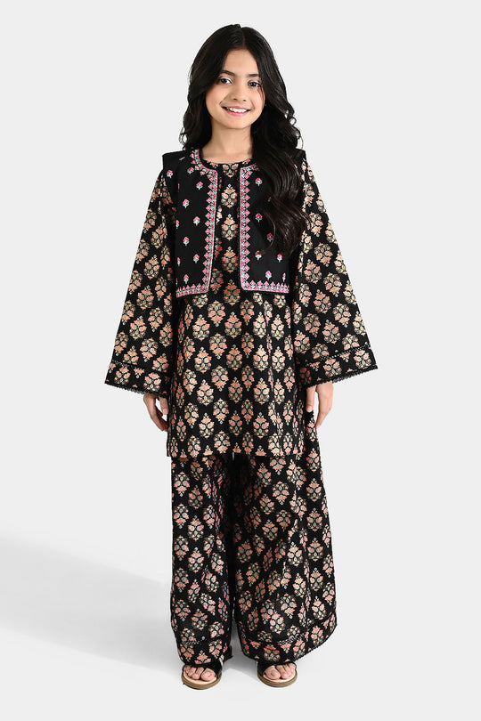 Girls Cotton 3Pcs (Rang) - Black