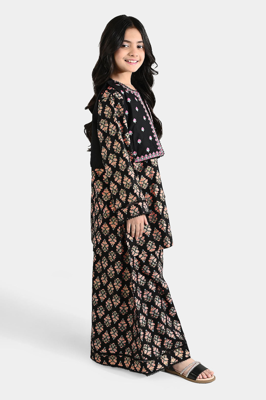 Girls Cotton 3Pcs (Rang) - Black