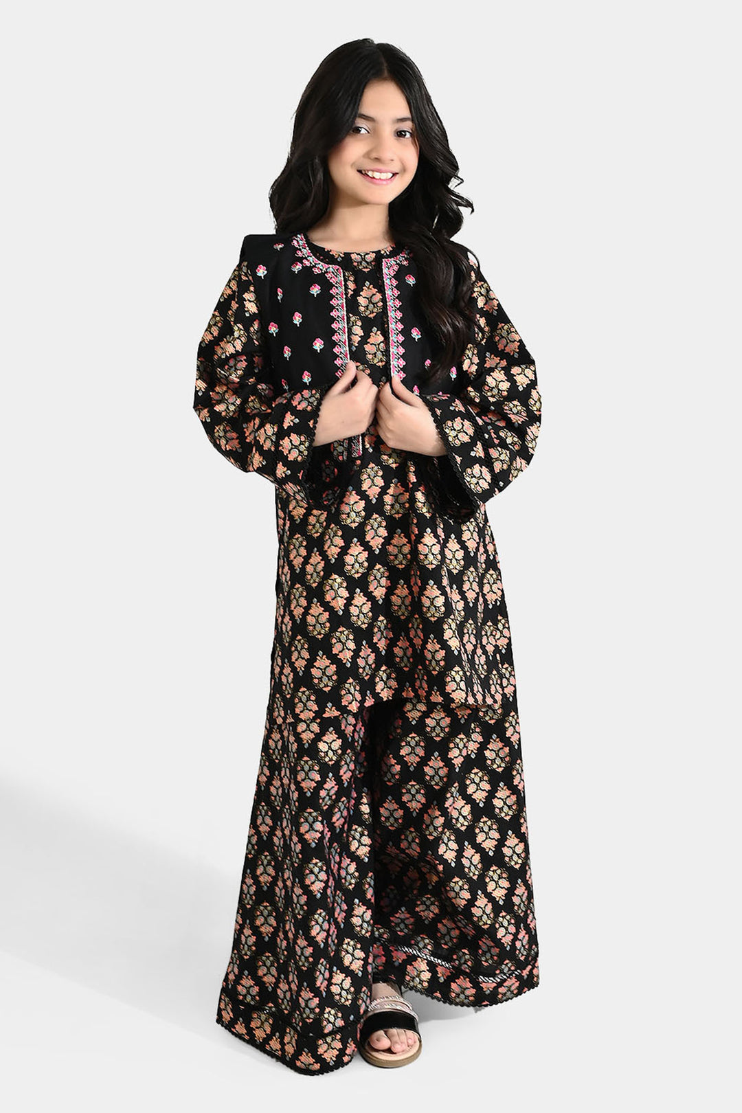 Girls Cotton 3Pcs (Rang) - Black