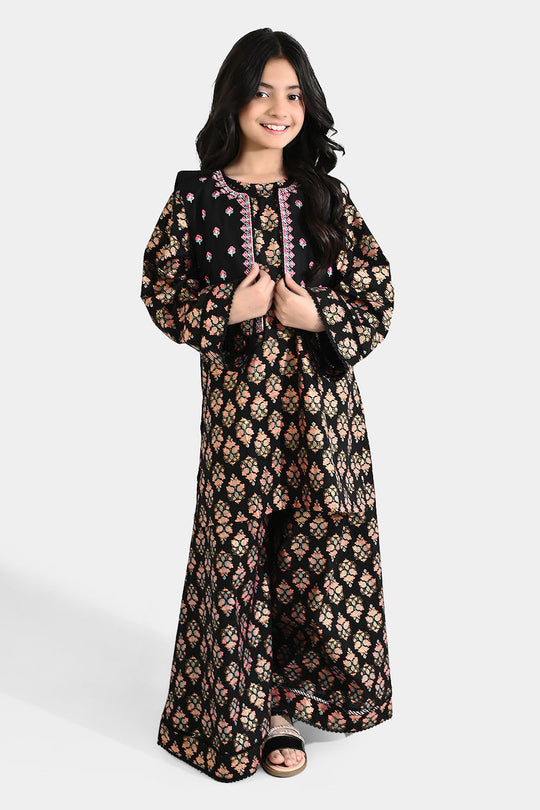 Girls Cotton 3Pcs (Rang) - Black