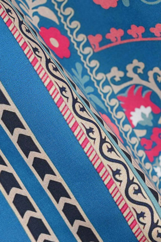 Girls Poly Lawn Printed Kurti (Mandala) – Blue