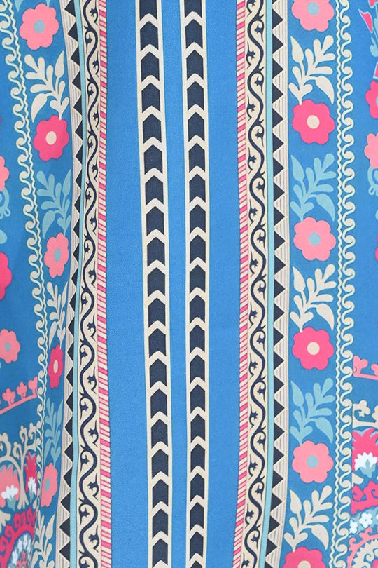 Girls Poly Lawn Printed Kurti (Mandala) – Blue