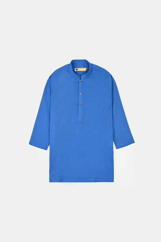 Boys Cotton Slub Basic Kurta - Blue
