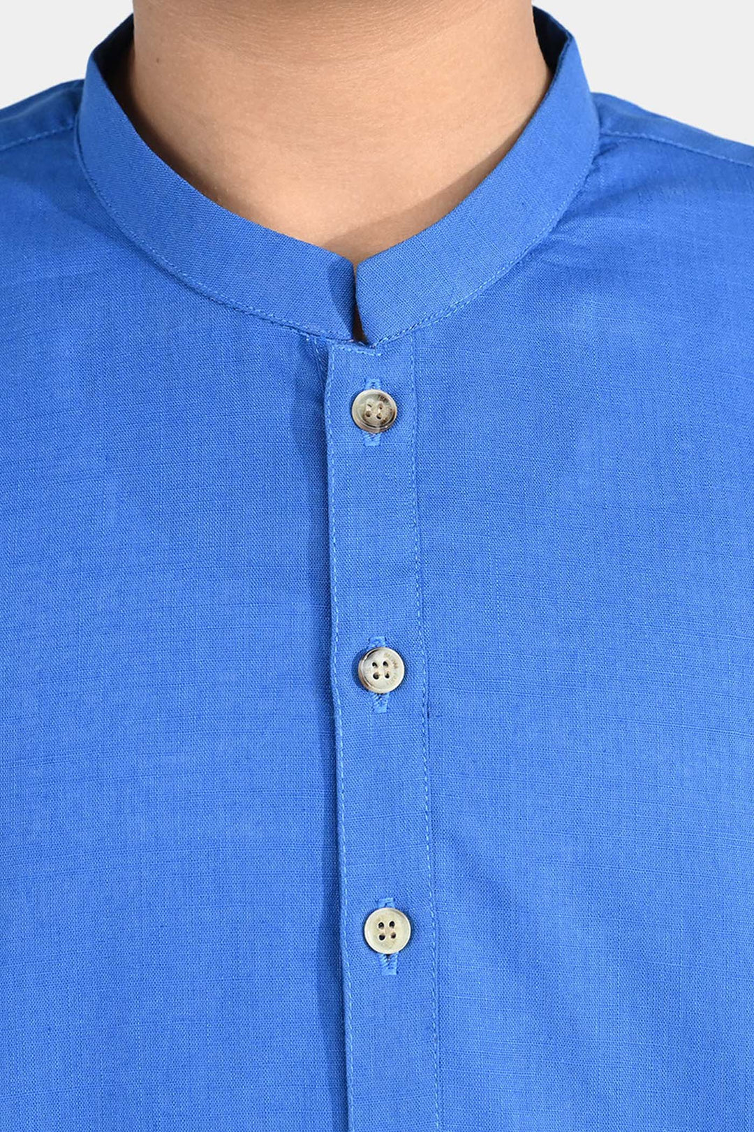 Boys Cotton Slub Basic Kurta - Blue