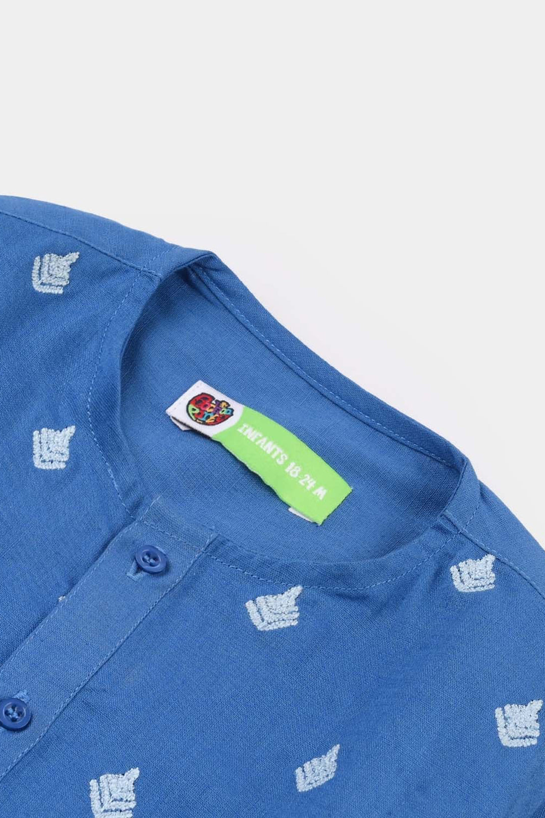 Infant Boys Cotton Slub Embroidered Kurta (Breeze) - Blue