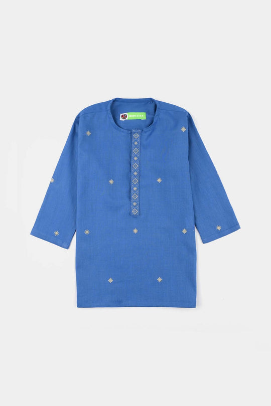 Infant Boys Cotton Slub Printed Kurta (Funk) - Blue