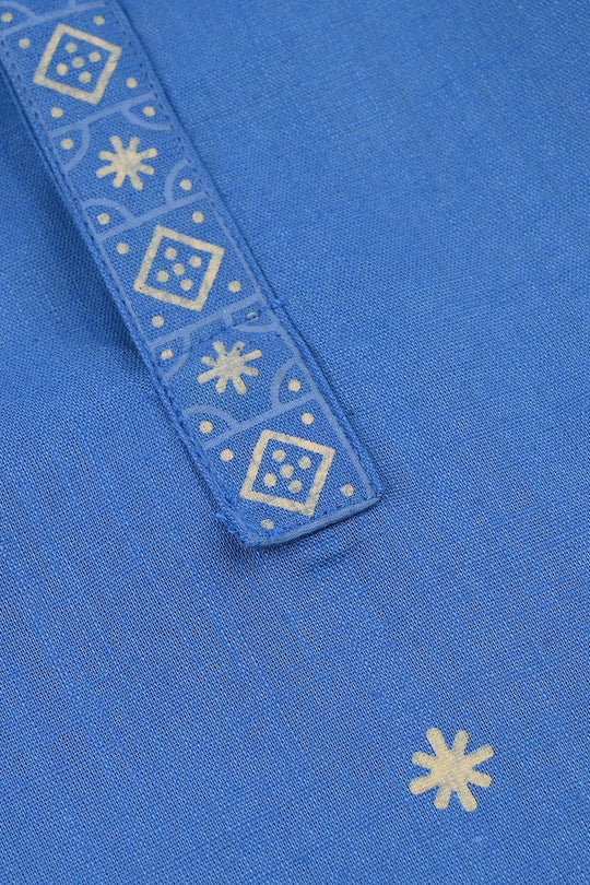 Infant Boys Cotton Slub Printed Kurta (Funk) - Blue