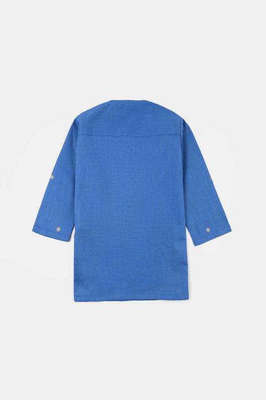 Infant Boys Cotton Slub Printed Kurta (Funk) - Blue
