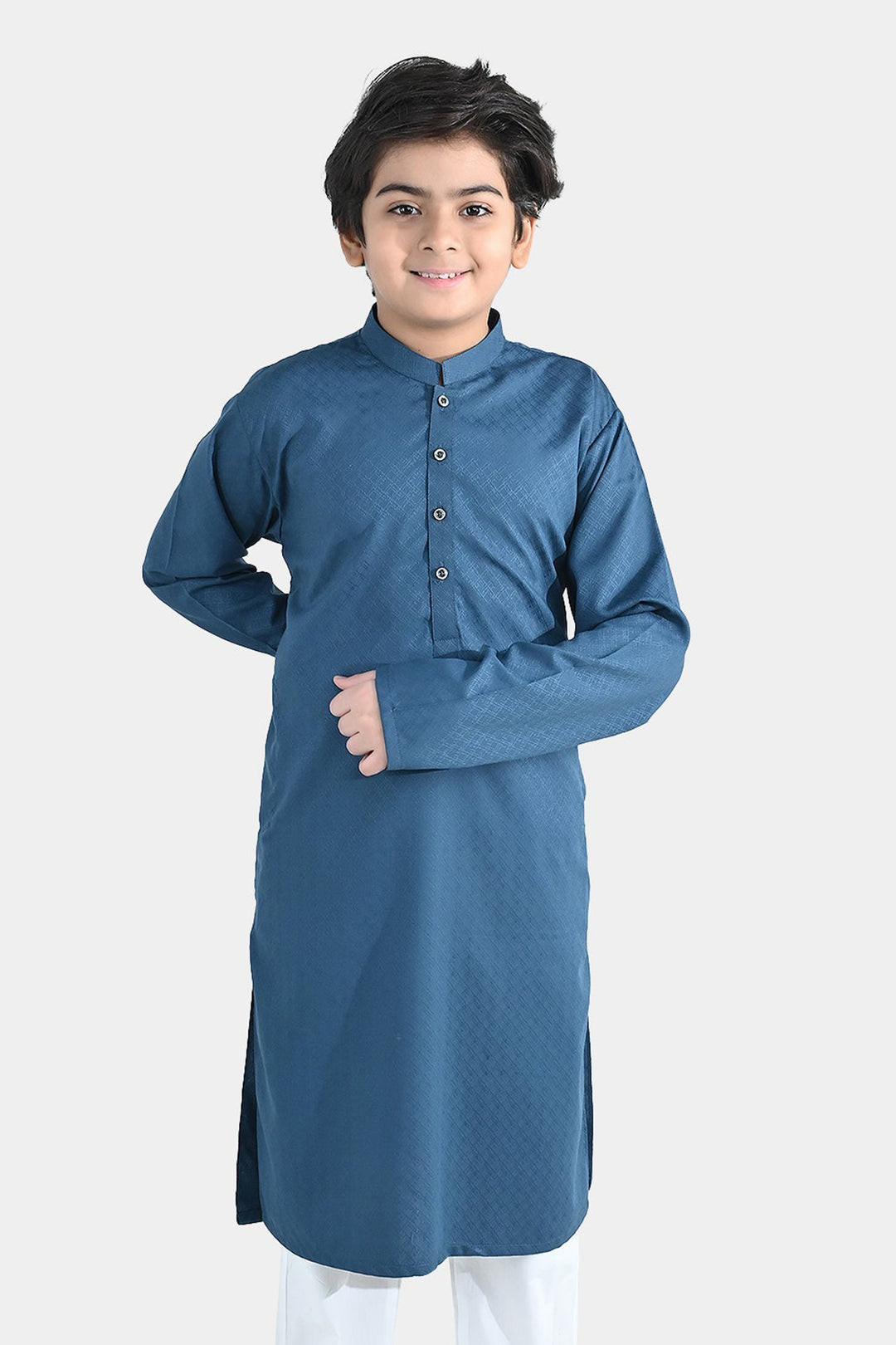 Boys Poly Viscose Basic Kurta (Jacquard) – Teal Green