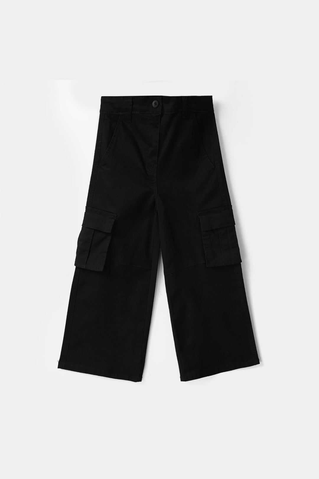 Girls Cotton Twill Pants Seam - Black