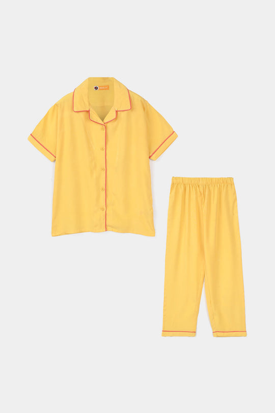 Girls Viscose Night Suit - Yellow