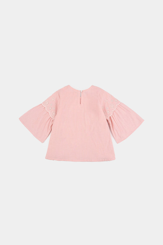 Girls Cotton Emb Top Lake-Peach