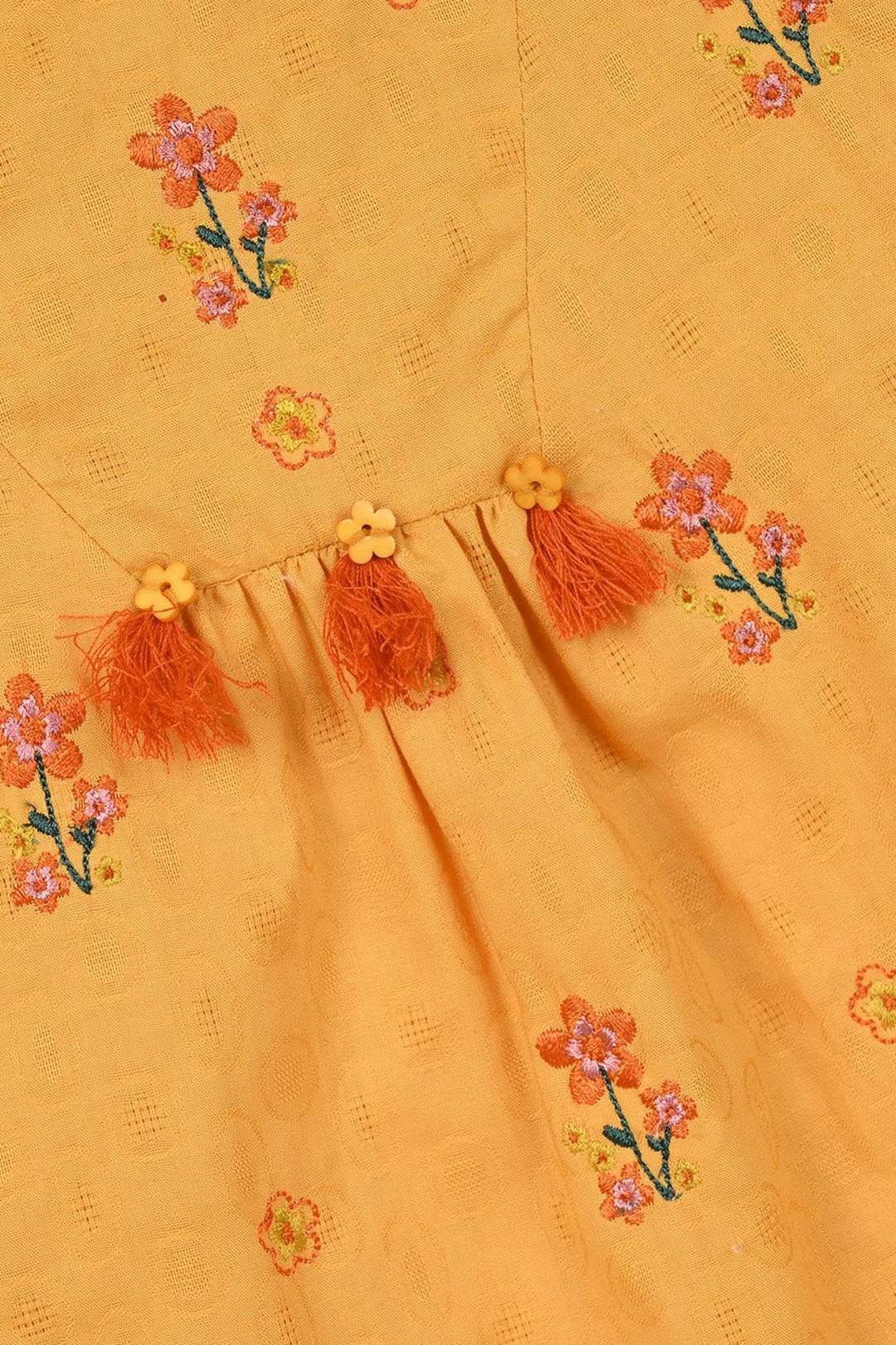 Girls Jacquard Embroidered Top (Honey) - Yellow