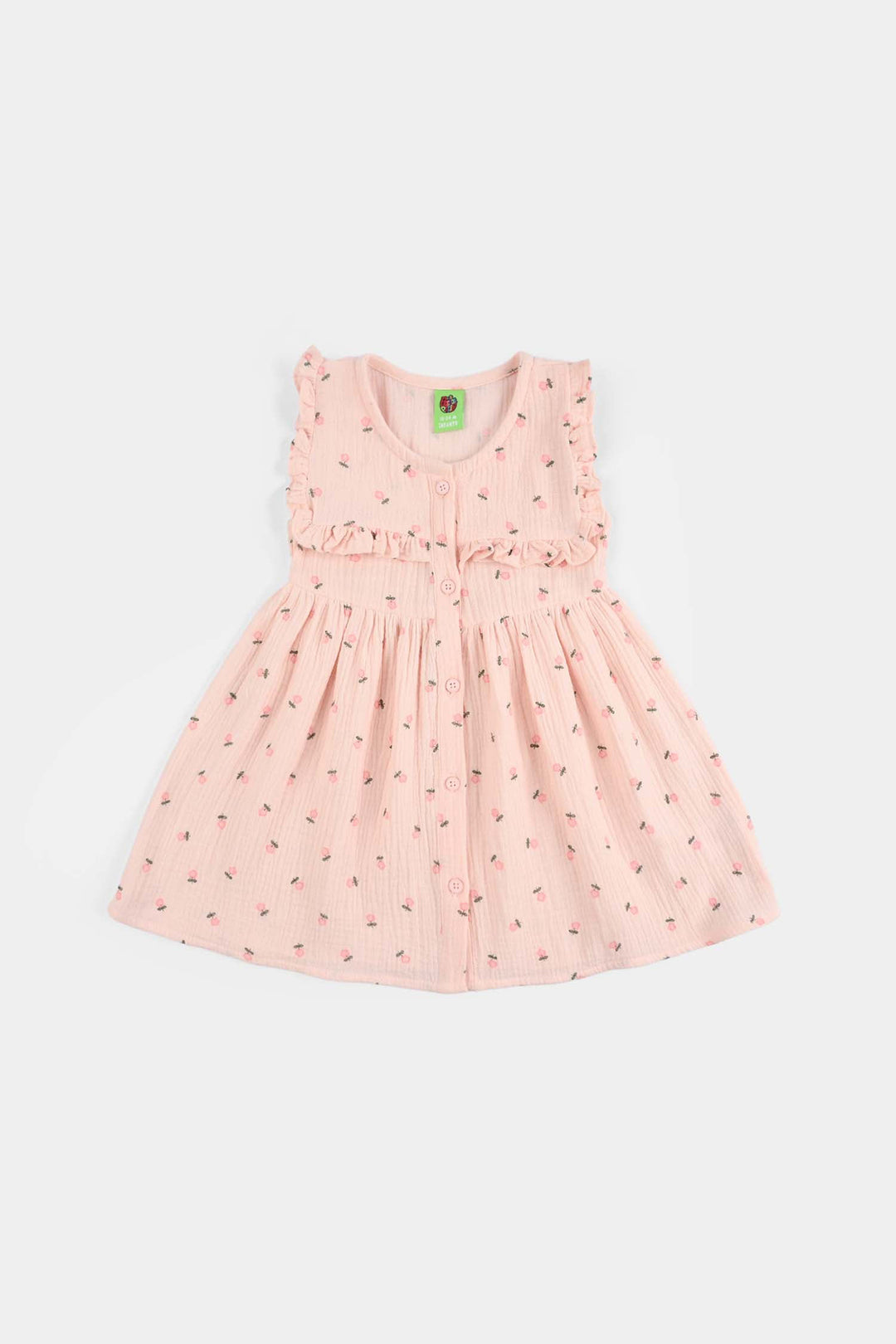 Infant Girls Cotton Casual Frock (Star) - Pink