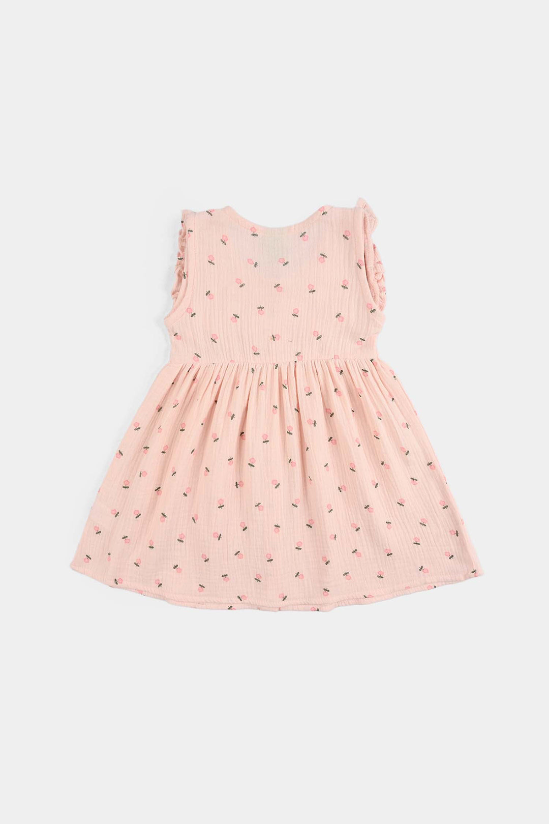 Infant Girls Cotton Casual Frock (Star) - Pink