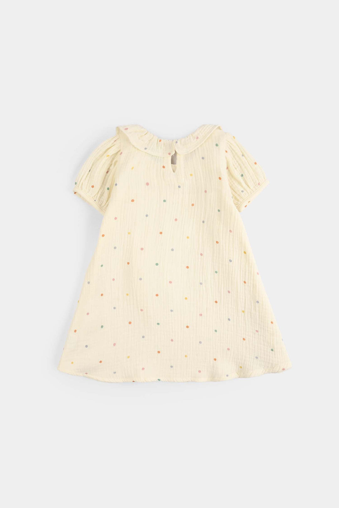 Infant Girls Cotton Casual Frock (Multi Dots) - Off-White
