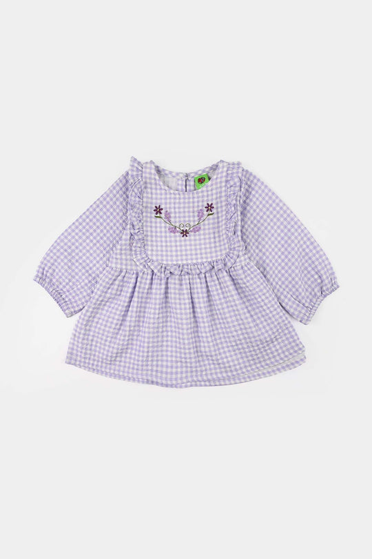 Infant Girls Cotton Embroidered Top (Lilly) - Lilac