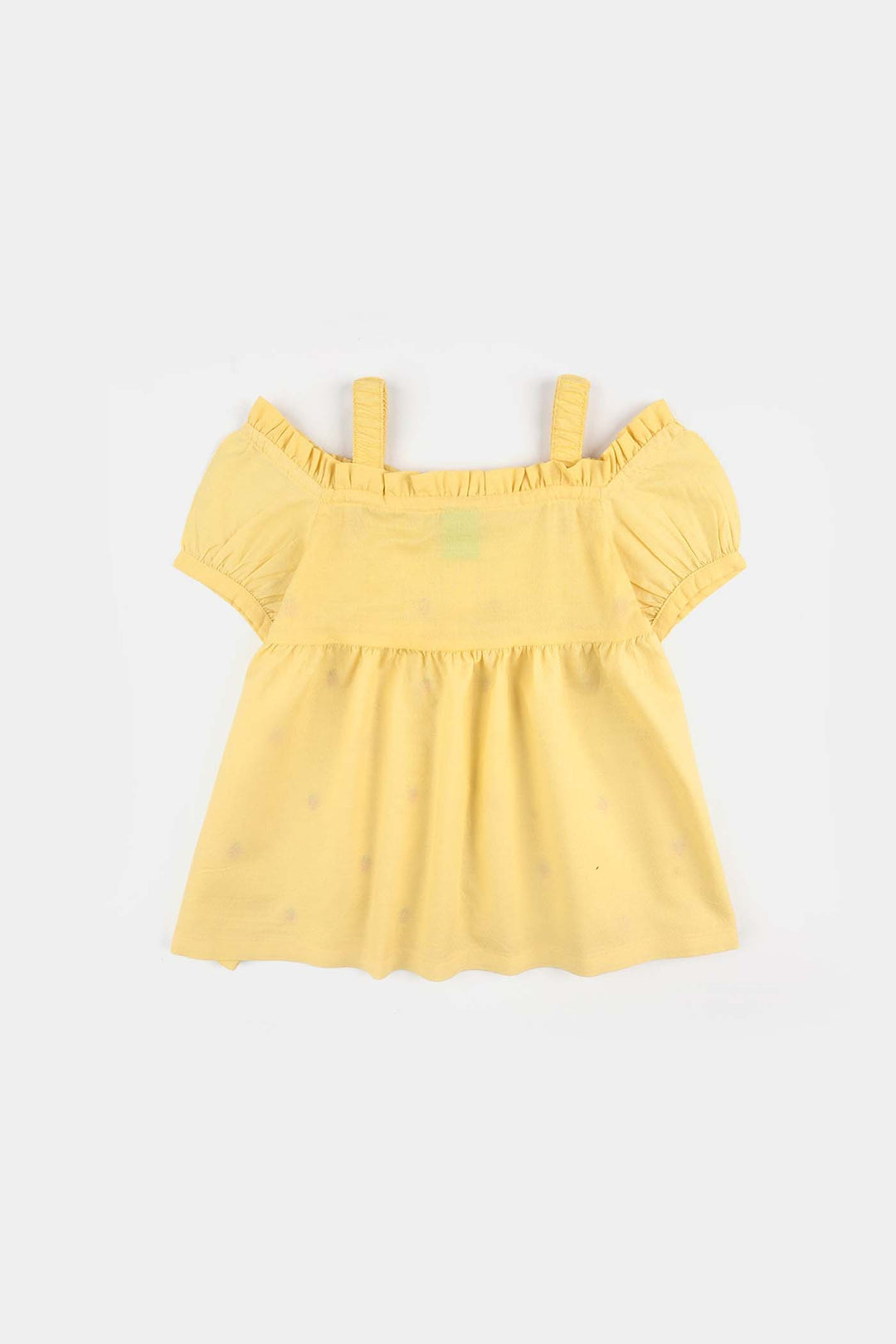 Infant Girls Jacquard Embroidered Top (Strawberries) - Yellow
