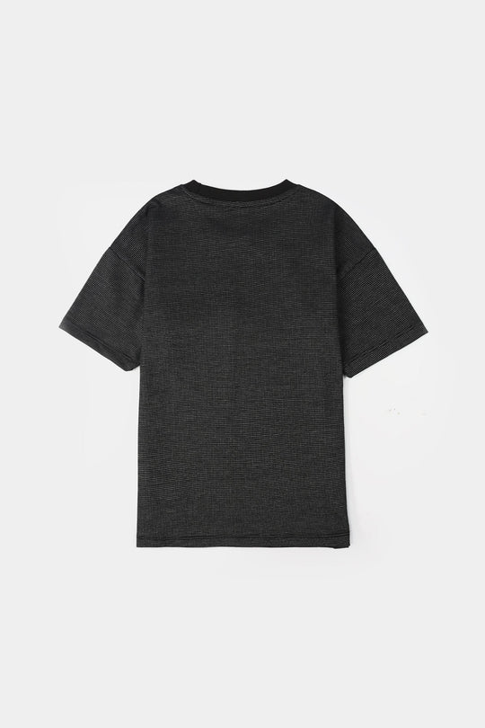 Boys Yarn Dyed T-Shirt (Great Day Coming) - Black