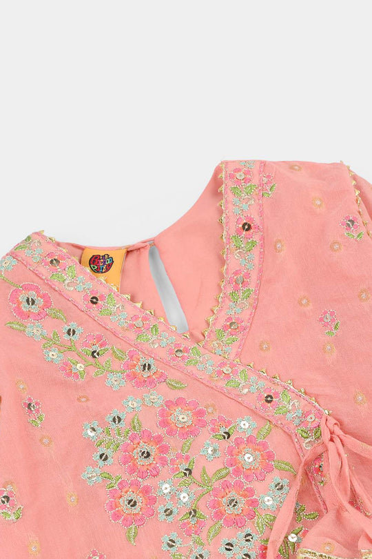 Girls Jacquard 3-Piece Set (Sundas) - Peach